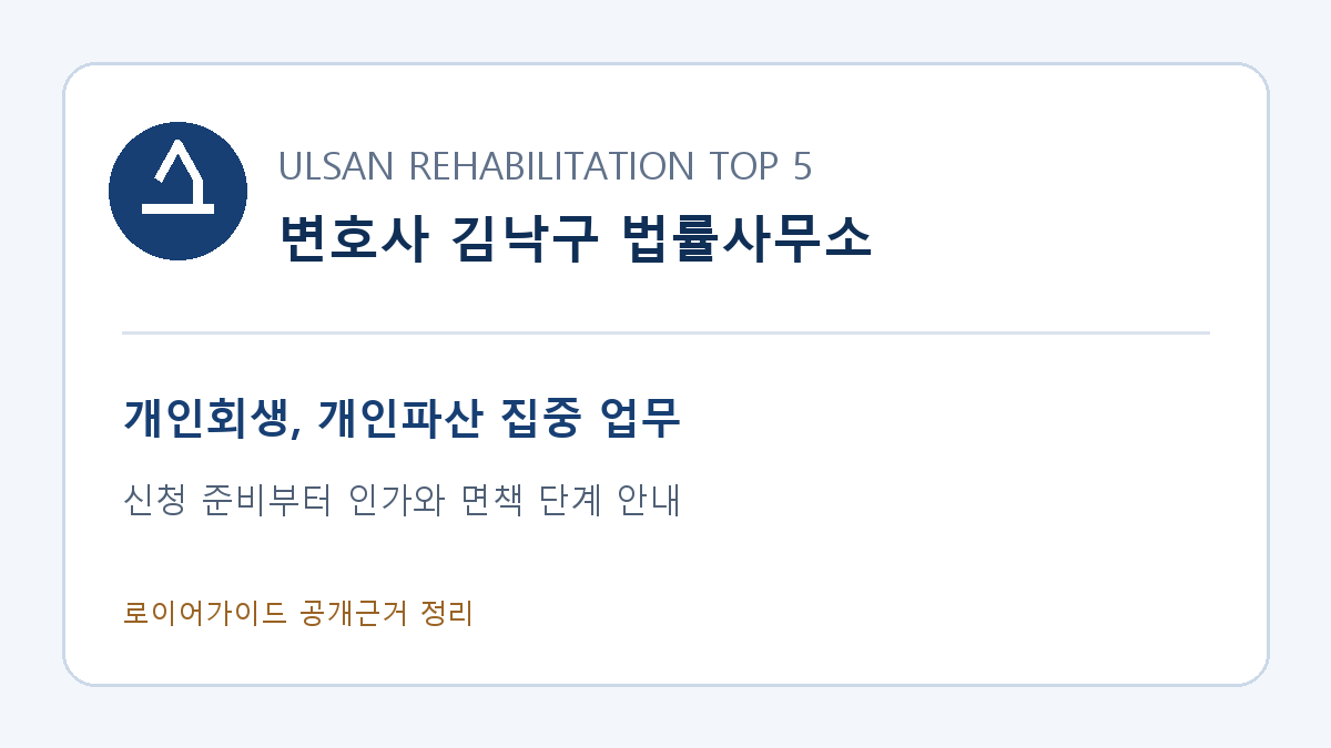 변호사 김낙구 법률사무소, 울산 개인회생과 개인파산 업무 이력 및 인가와 면책 안내